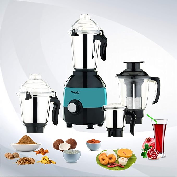 Butterfly Bhima1000W Mixer Grinder with 4 Jars (Turquoise)
